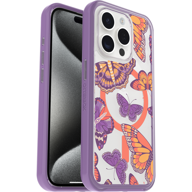 product image 1 - iPhone 15 Pro Hülle Symmetry Series Clear für MagSafe Fluttering Flora